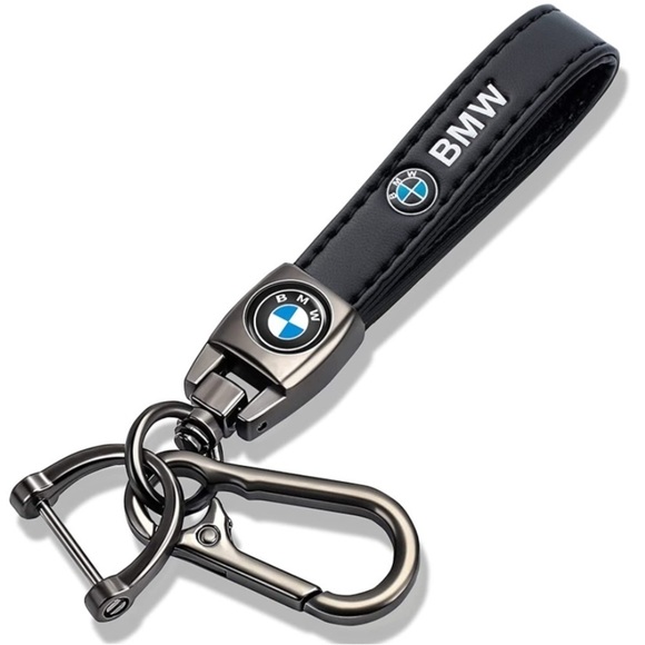 Accessories - 🆕 BMW Genuine Black Leather Car Keychain Key Chain Fob Ring Holder Accessory